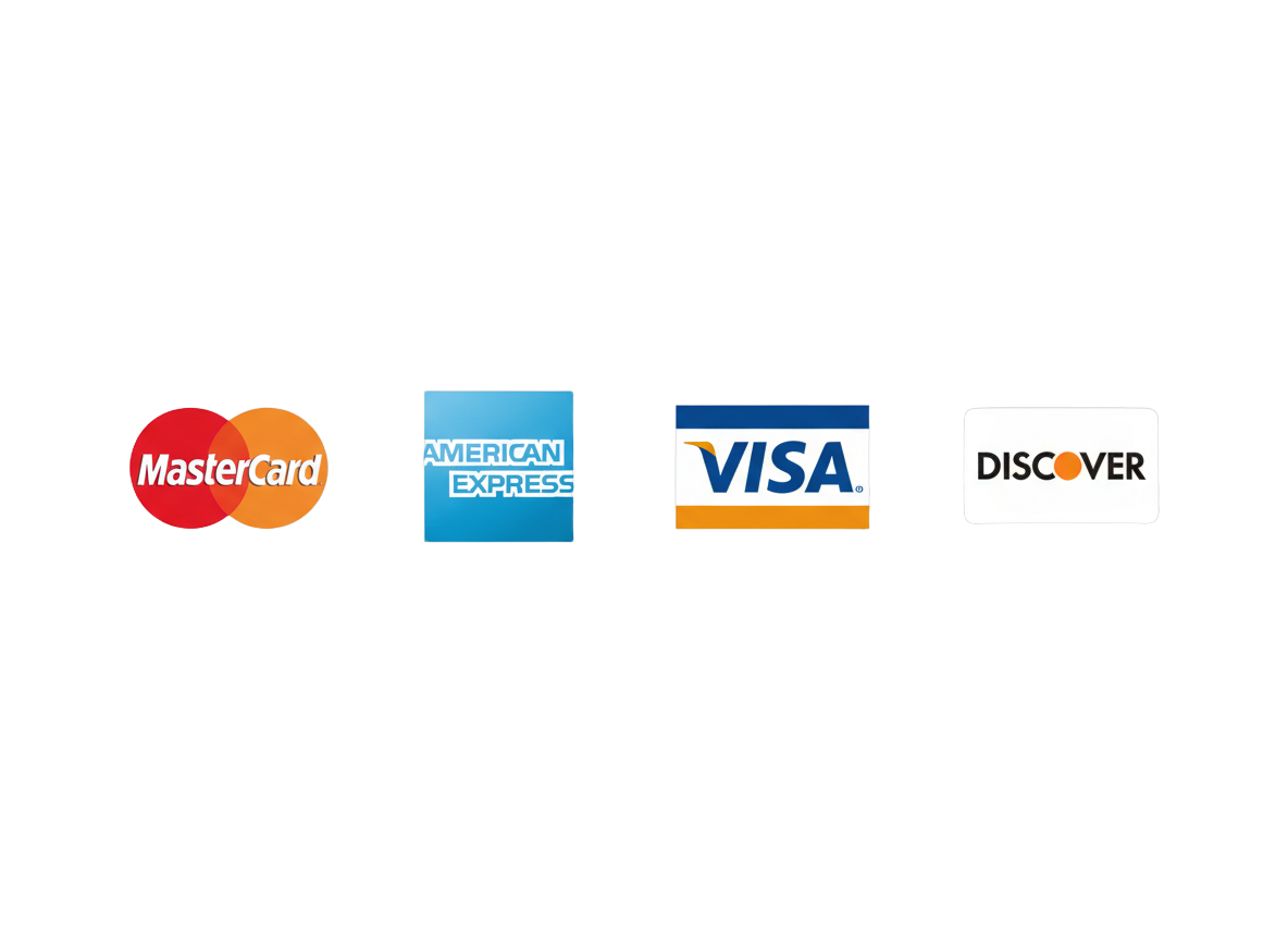 Remove the background from the credit card logos image that shows Mastercard, American Express, Visa, and Discover cards.